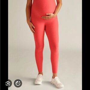 Spacedye Love the Bump Maternity Pocket Midi Legging - Coral Glow Heather / L
